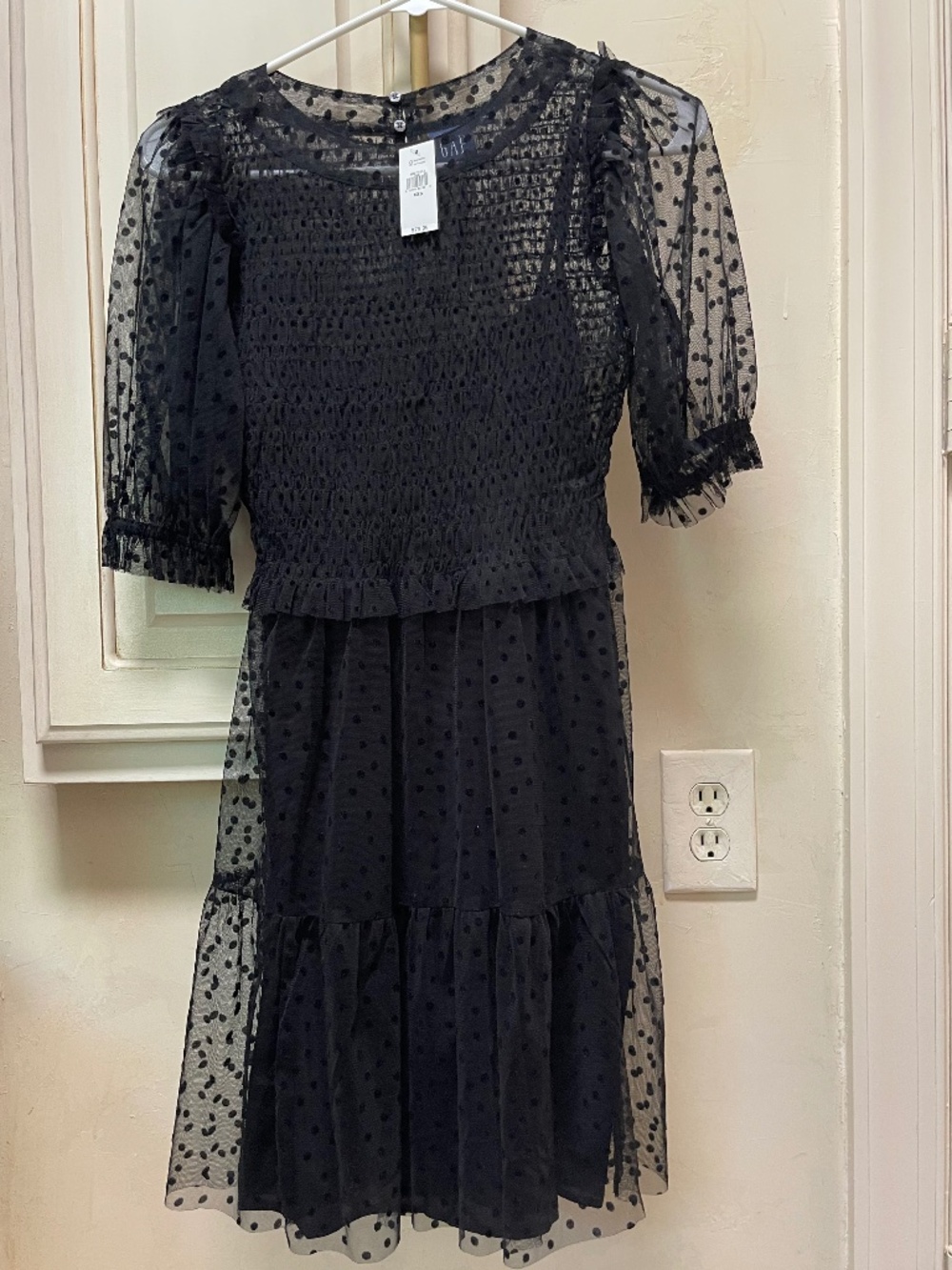 Gap smocked mesh dot dress size ccs NWT